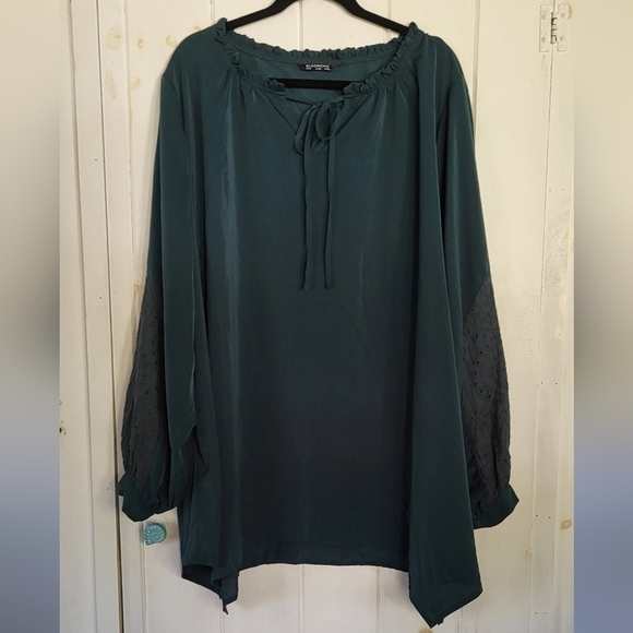 Bloomchic Broderie Frill Trim Lantern Sleeve Blouse - Picture 1 of 10